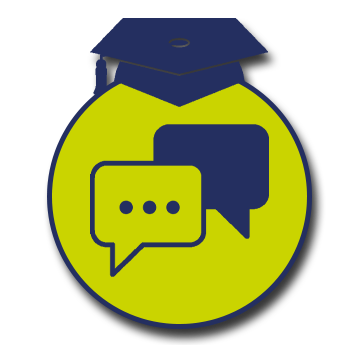 An icon depicting speech bubbles to represent communication