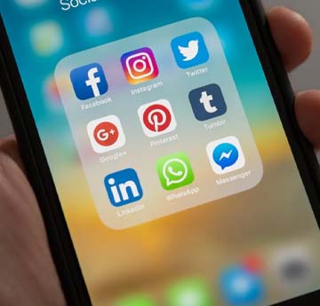 social network icons on a smartphone