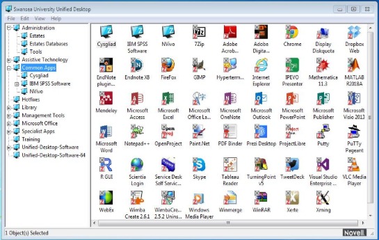 Bwrdd gwaith unedig Prifysgol Abertawe