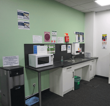 Engineering Central Room A006 - Kitchen facilities including Microwave and water dispenser