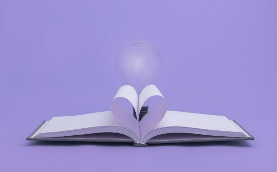 Open book with a lightlbulb on top
