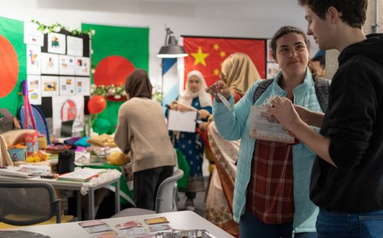 Students enjoying an international themed event
