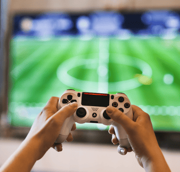 student with games controller