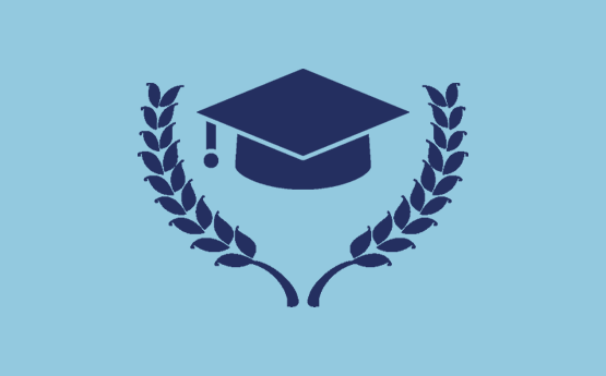An icon depicting a mortar board and a laurel