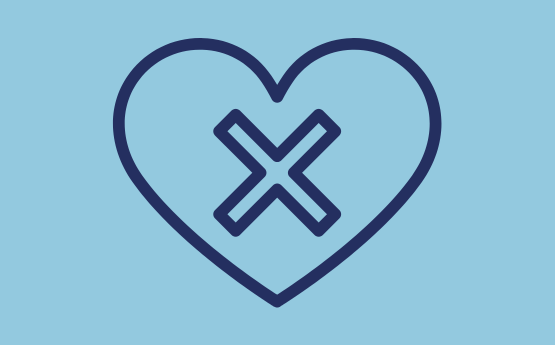 heart with an X inside it